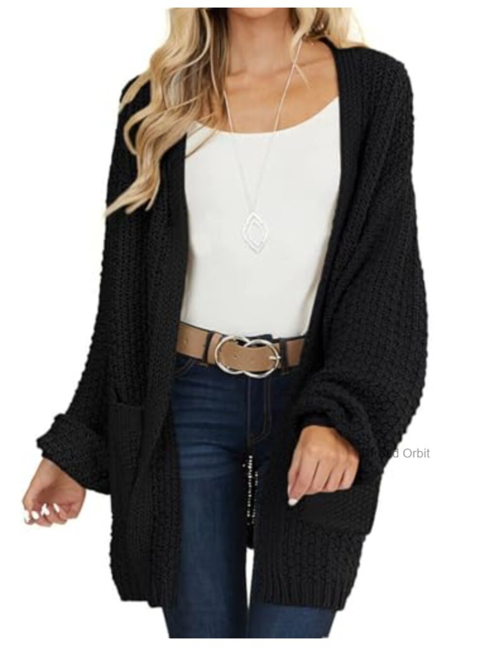 Chunky Knit Cardigan Sweater Long Sleeve Relaxed Fit